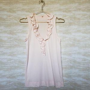 J. Crew S ballet pink ruffle henley shell blouse